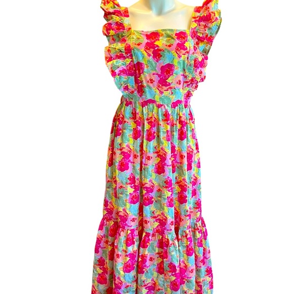 Vibrant Floral Maxi Dress with Raffles Sixe XL - Picture 4 of 10